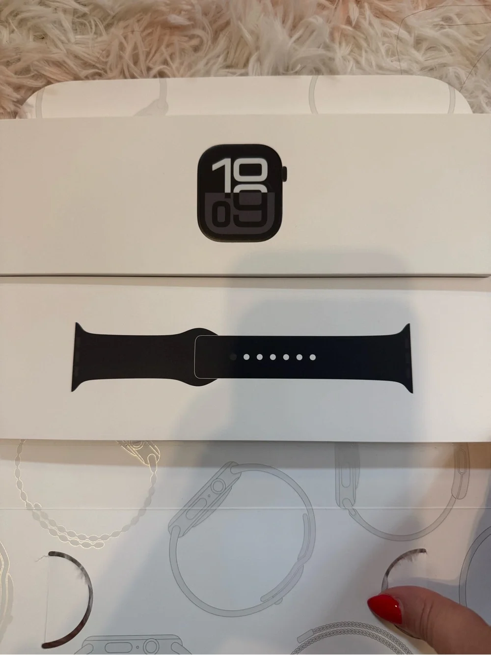 Black Apple Watch Series 10 42MM w: M/L Sport Band - Classic Silicone Strap